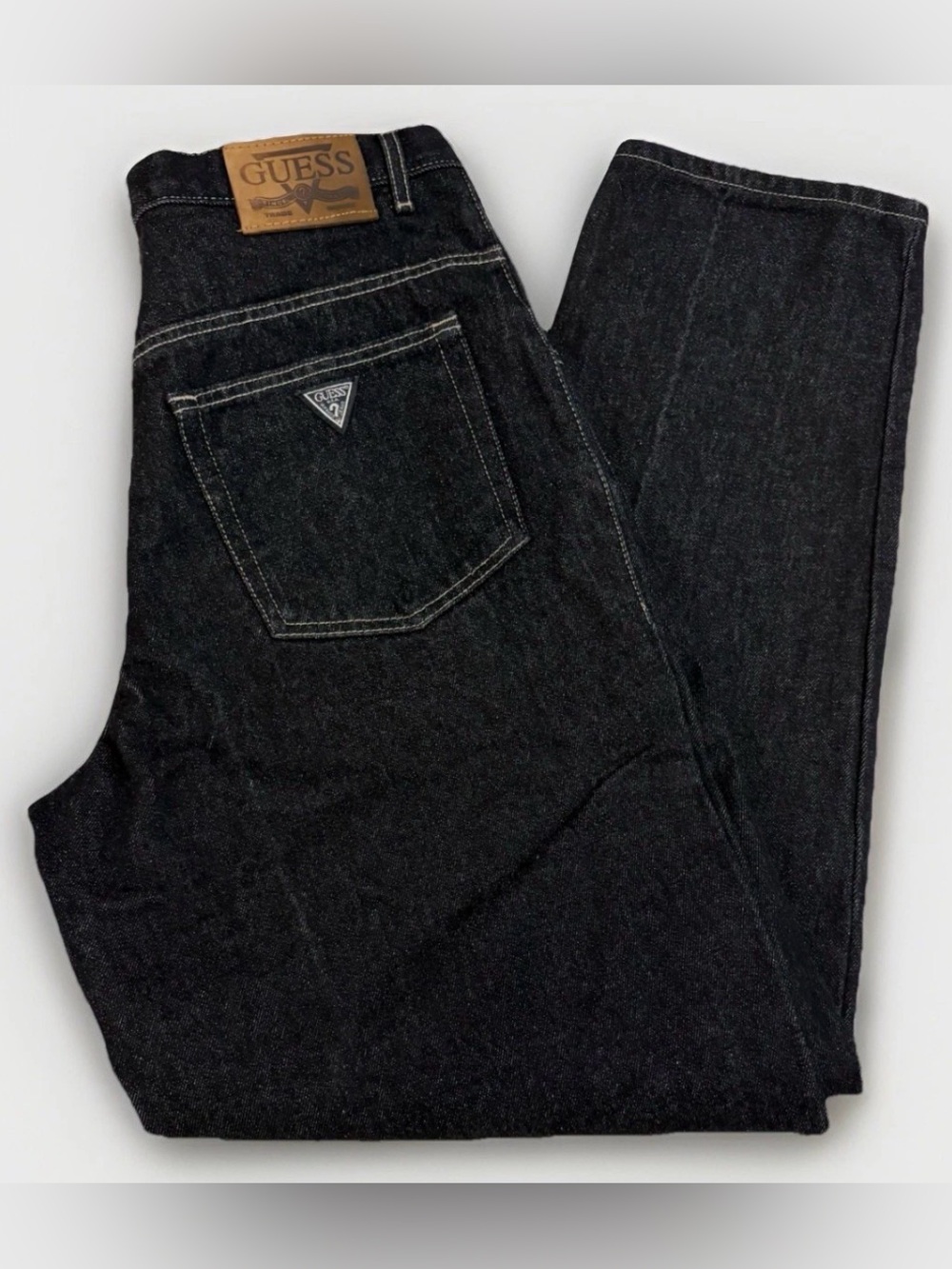 Vintage 90s Guess Jeans Pascal Loose Fit Tapered Leg Size 33 Black Baggy Heavy